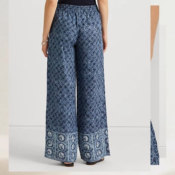 Geo-Print Linen Wide-Leg Pant Ralph Lauren NWOT - Picture 2 of 8